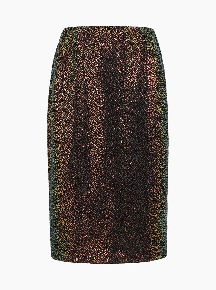 Sequin Skirt With Lace - Multi Color Sequins