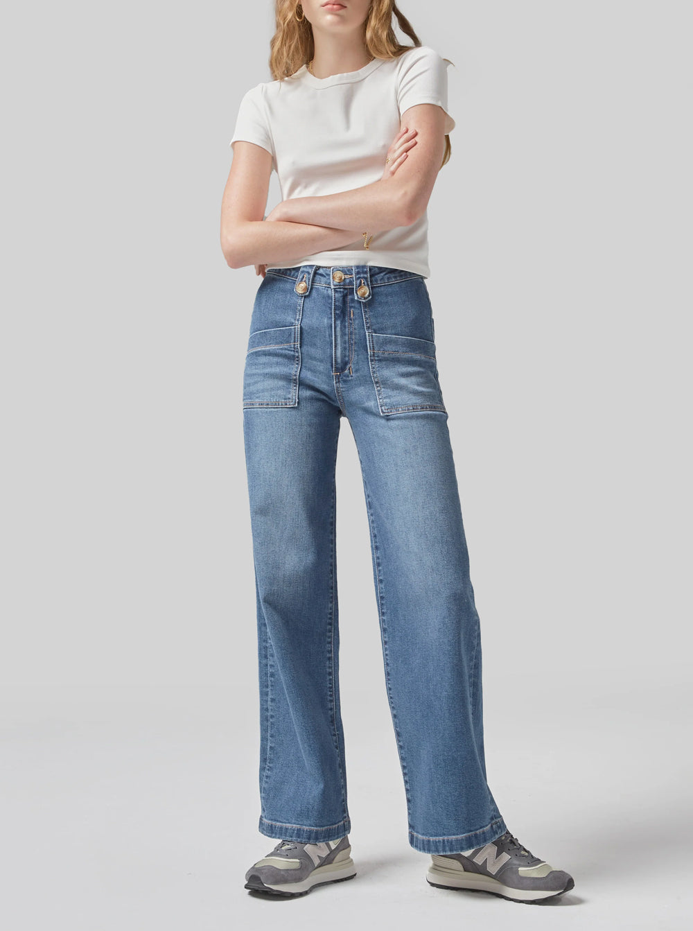 Carrie Wide Straight Jeans Oil Green