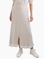 Rebecca Knit Skirt with Stripe - Sandstone/Chalk