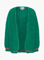 Olivia Mohair Cardigan - Jade Green W/ Coral Red Lurex