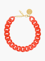 Flat Chain Necklace - Coral