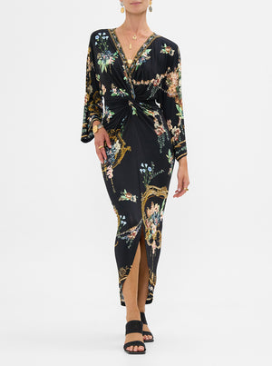 Long Split Front Twist Dress - Noble Endeavours