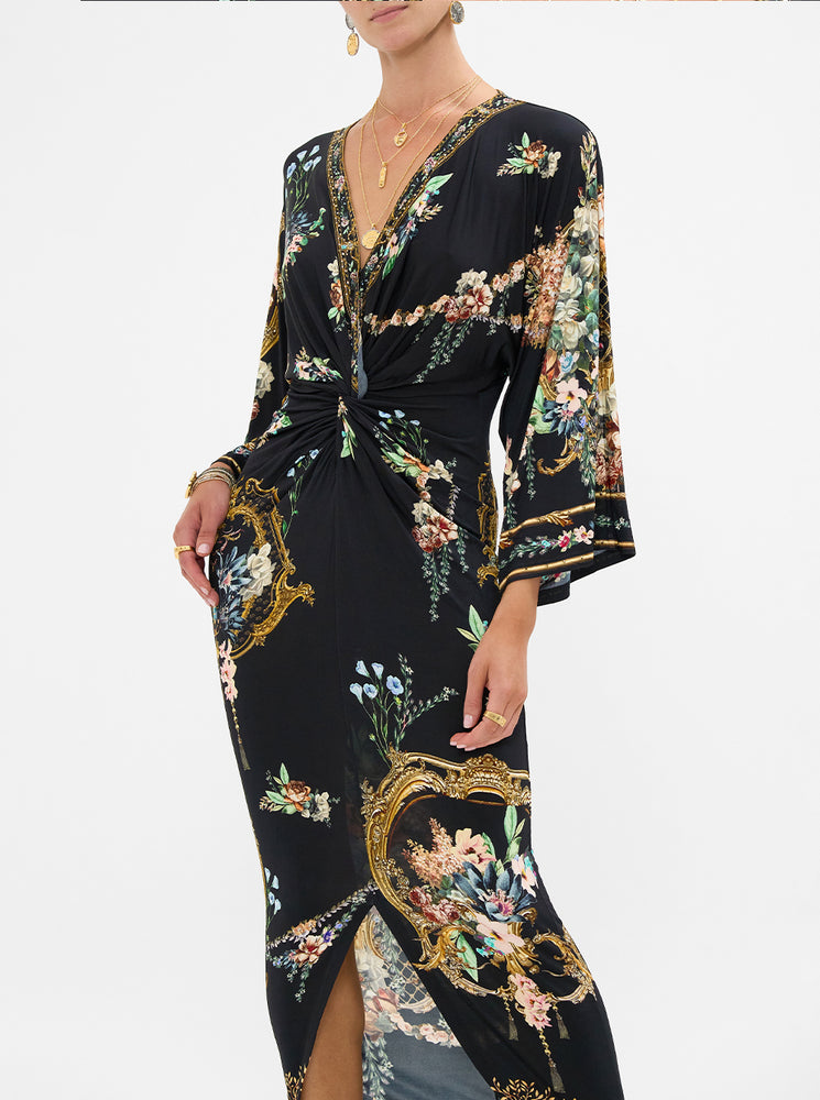 Long Split Front Twist Dress - Noble Endeavours