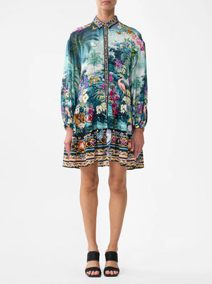 Long Sleeve Tiered Short Dress - Basked In Baroque