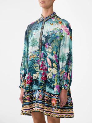 Long Sleeve Tiered Short Dress - Basked In Baroque