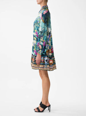 Long Sleeve Tiered Short Dress - Basked In Baroque