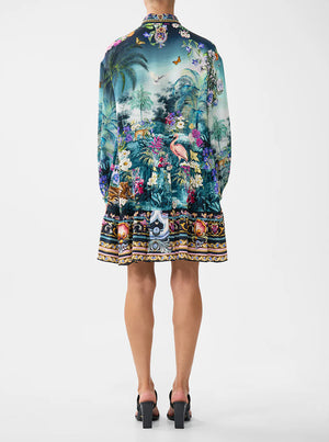 Long Sleeve Tiered Short Dress - Basked In Baroque