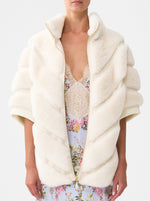 Faux Fur Short Sleeve Slouch Jacket - Tiled In Time