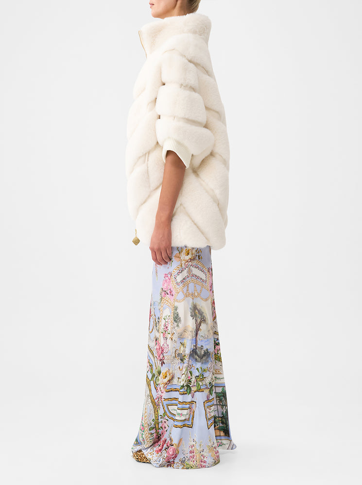 Faux Fur Short Sleeve Slouch Jacket - Tiled In Time