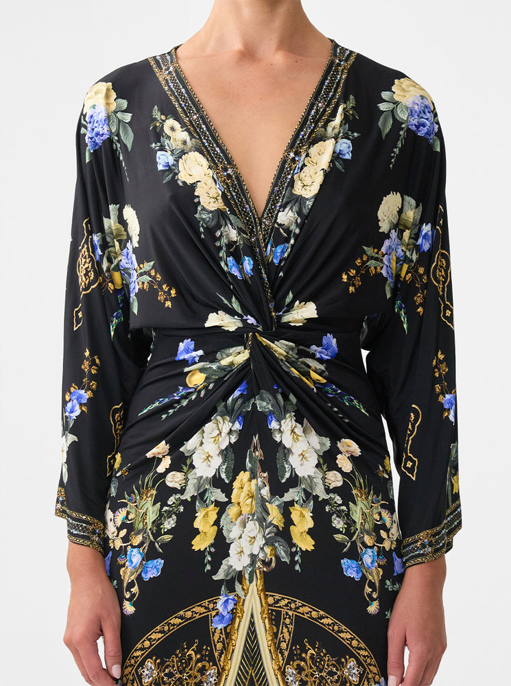 Long Split Front Twist Dress - Ottoman Elegance