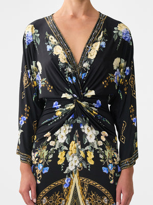 Long Split Front Twist Dress - Ottoman Elegance