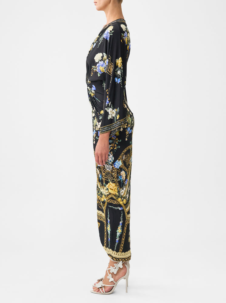 Long Split Front Twist Dress - Ottoman Elegance