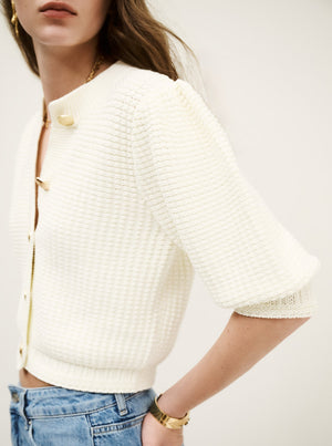 Garance Buttoned Cardigan - Ecru