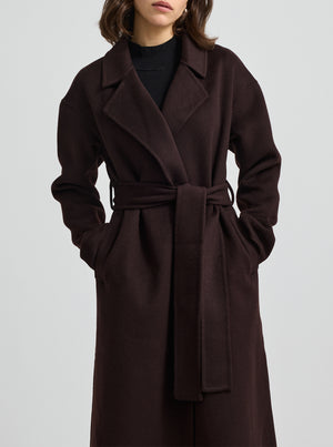 Wrap Wool Coat - Cacao