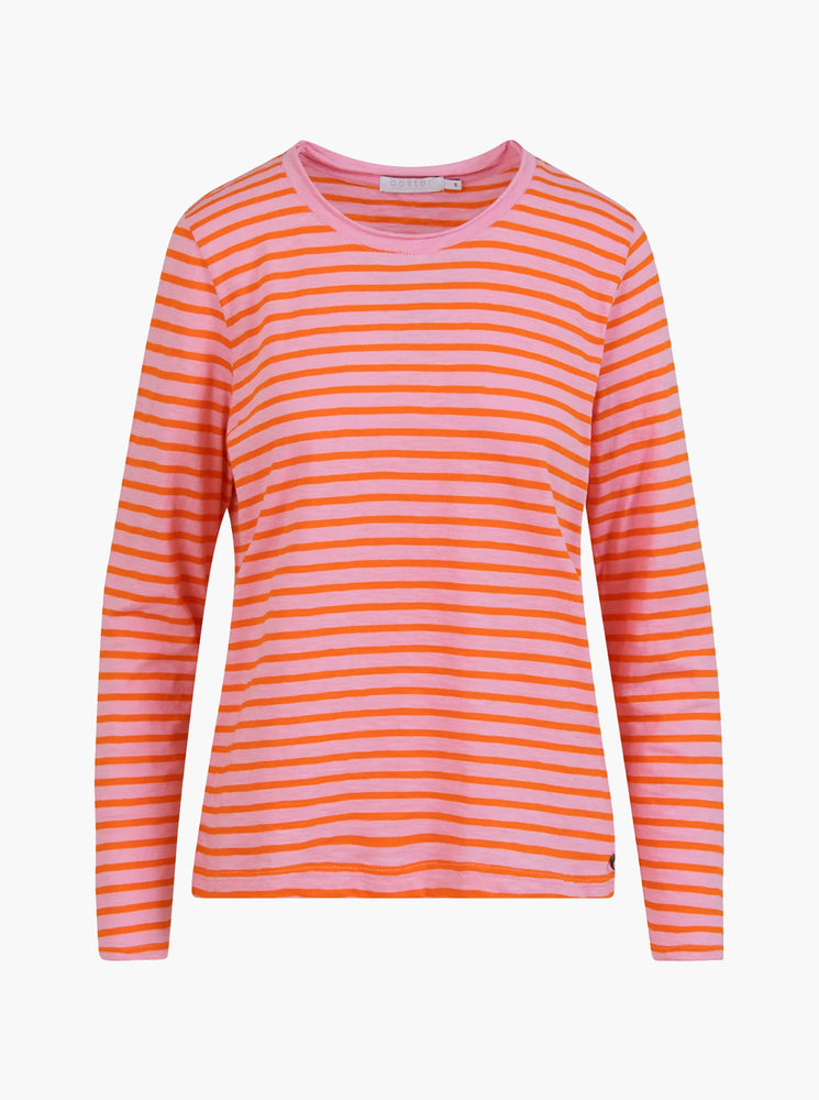 Long T-Shirt With Stripes - Baby Pink/Mandarin Stripe