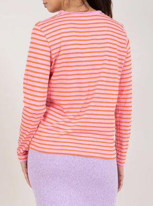 
            
                Load image into Gallery viewer, Long T-Shirt With Stripes - Baby Pink/Mandarin Stripe
            
        