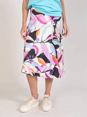 Skirt In Multi Leaf Print - Multi Leaf Print