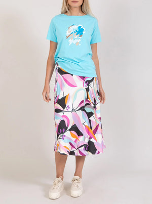 Skirt In Multi Leaf Print - Multi Leaf Print