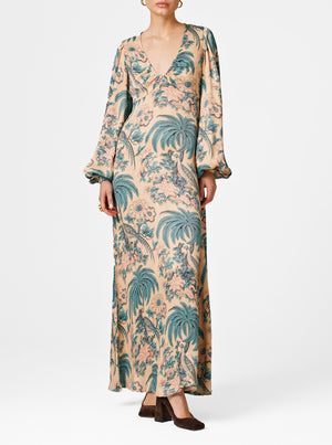
            
                Load image into Gallery viewer, Crépe Satin Maxi Dress - Blue Birds
            
        