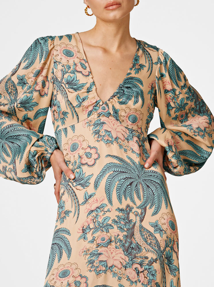 
            
                Load image into Gallery viewer, Crépe Satin Maxi Dress - Blue Birds
            
        