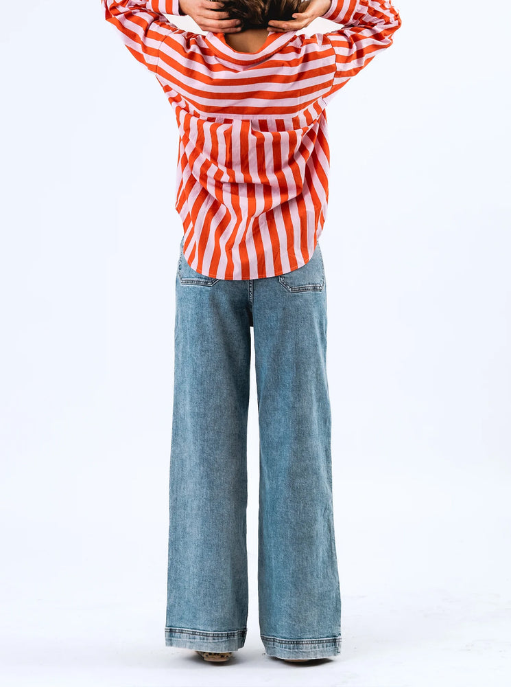 BleekerLL Shirt LS - Orange/Pink Stripe