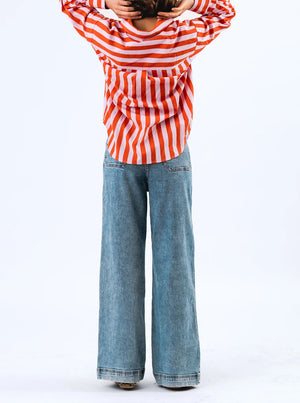 BleekerLL Shirt LS - Orange/Pink Stripe