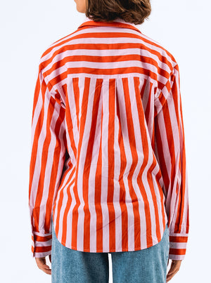 BleekerLL Shirt LS - Orange/Pink Stripe