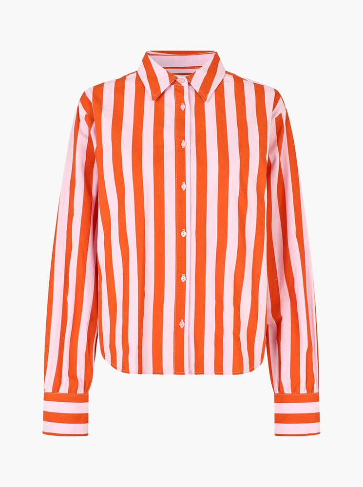 BleekerLL Shirt LS - Orange/Pink Stripe