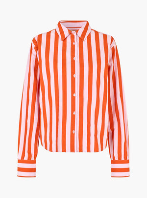 BleekerLL Shirt LS - Orange/Pink Stripe
