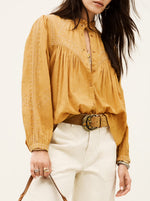 Jaky Embroidered Boho Shirt - Beige