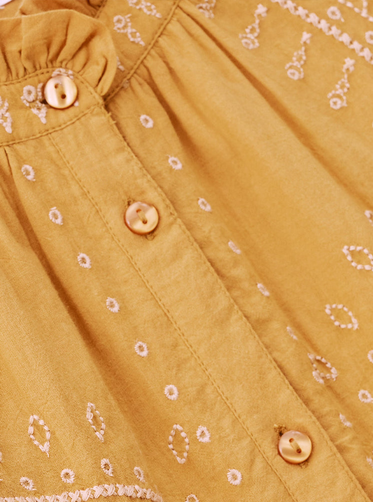 Jaky Embroidered Boho Shirt - Beige