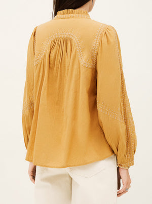 Jaky Embroidered Boho Shirt - Beige