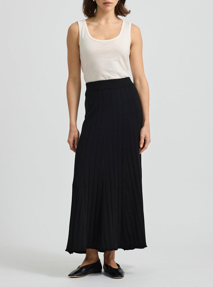 Fine Rib Skirt - Black