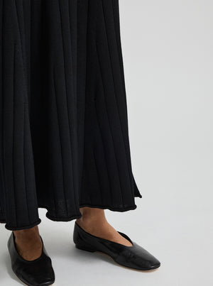 Fine Rib Skirt - Black