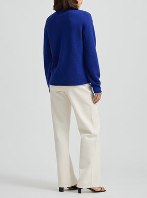 Relaxed Fit Mock Neck - Cobalt