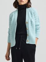 Cable Cardigan - Glacial Blue
