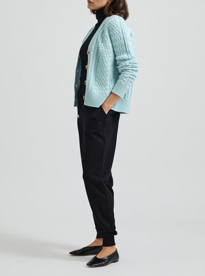 Cable Cardigan - Glacial Blue