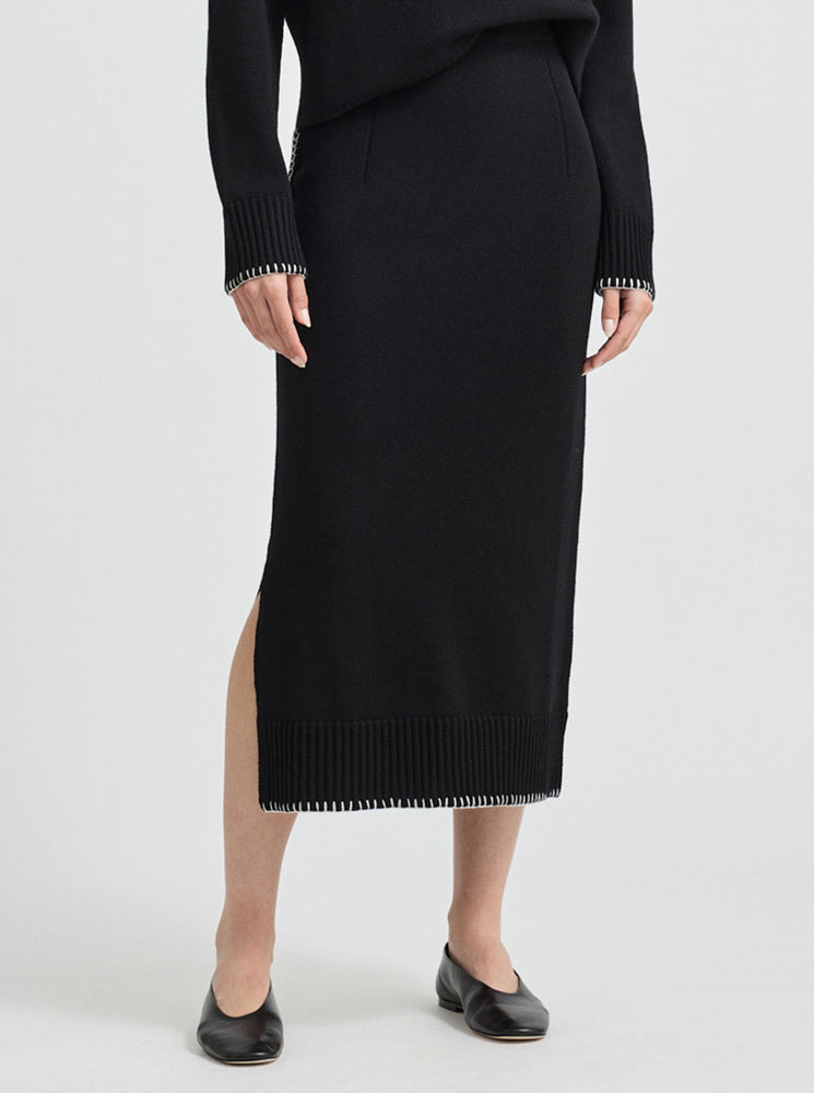 Blanket Stitch Skirt - Black