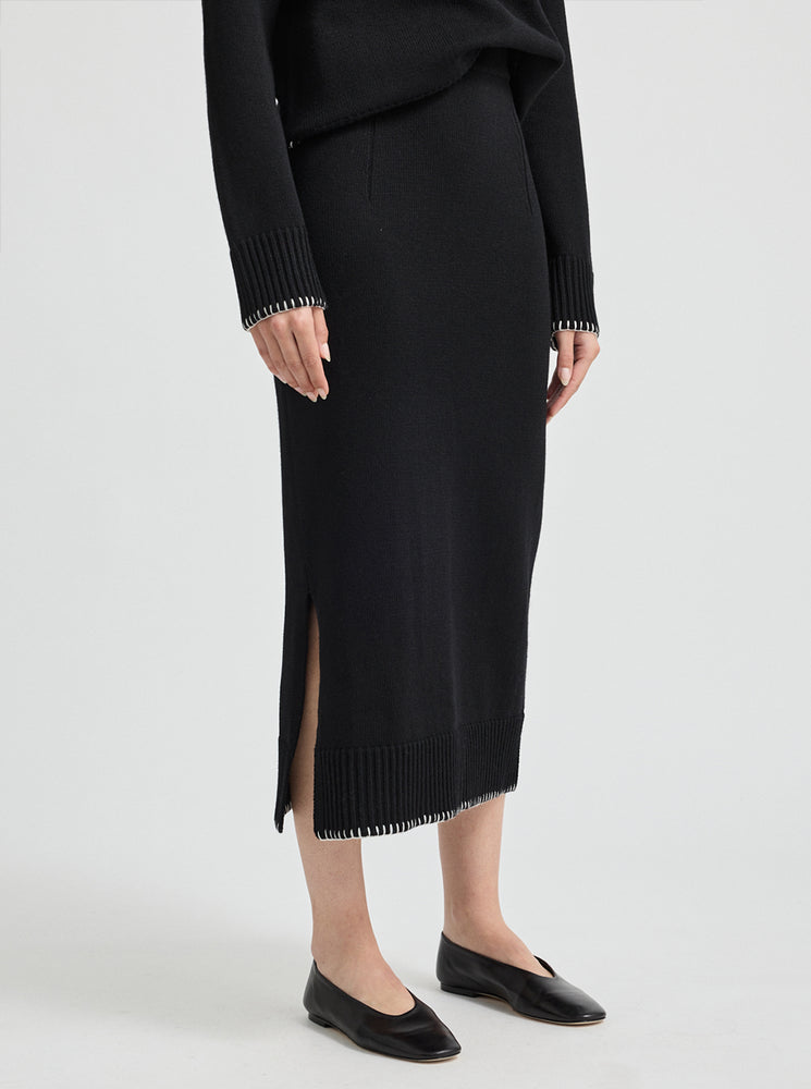 Blanket Stitch Skirt - Black