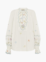 Giulia Embroidered Blouse - Cream