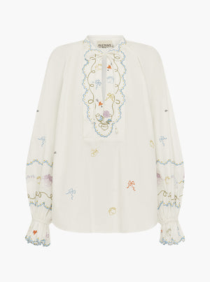Giulia Embroidered Blouse - Cream