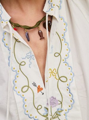 Giulia Embroidered Blouse - Cream