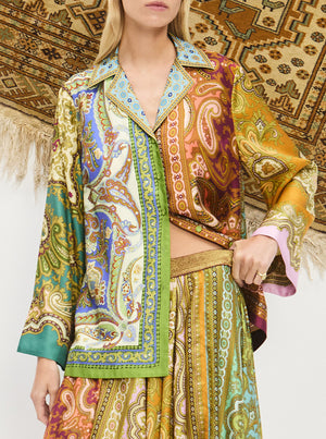 Clemenza Spliced Silk Shirt - Multi