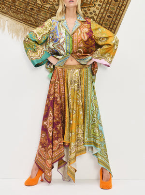 Clemenza Spliced Silk Shirt - Multi