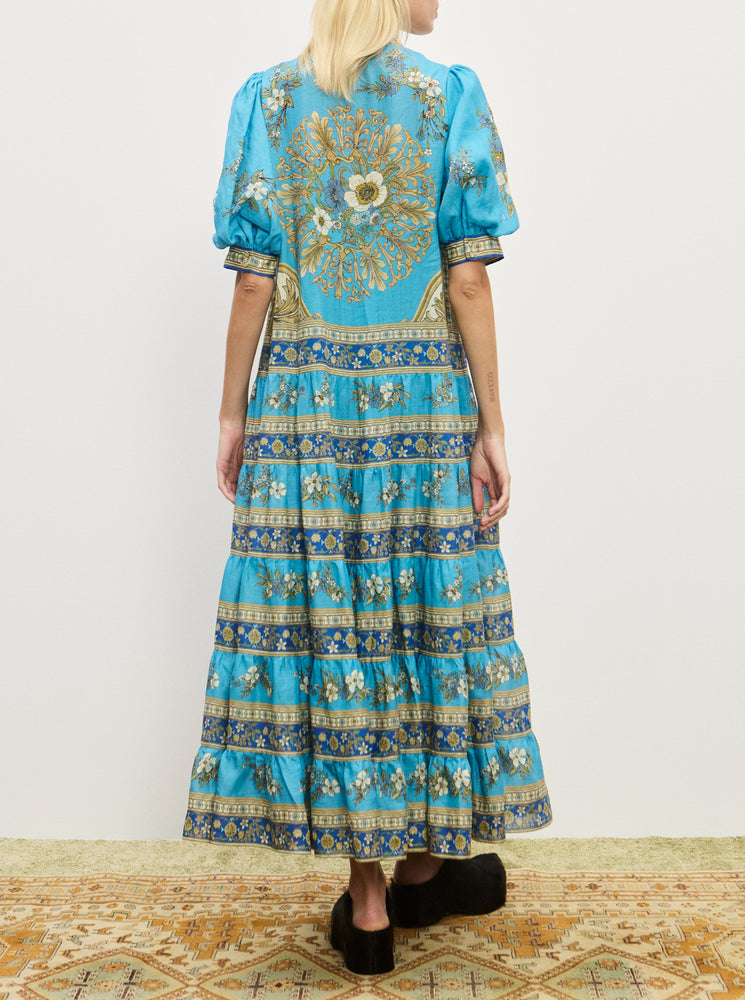 Cassie Tiered Midi Dress - Blue
