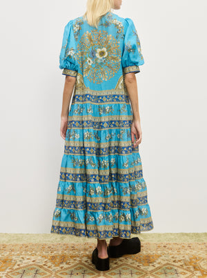 Cassie Tiered Midi Dress - Blue