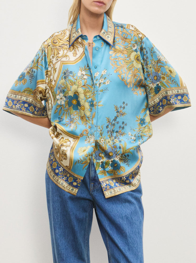 Cassie Silk Shirt - Blue