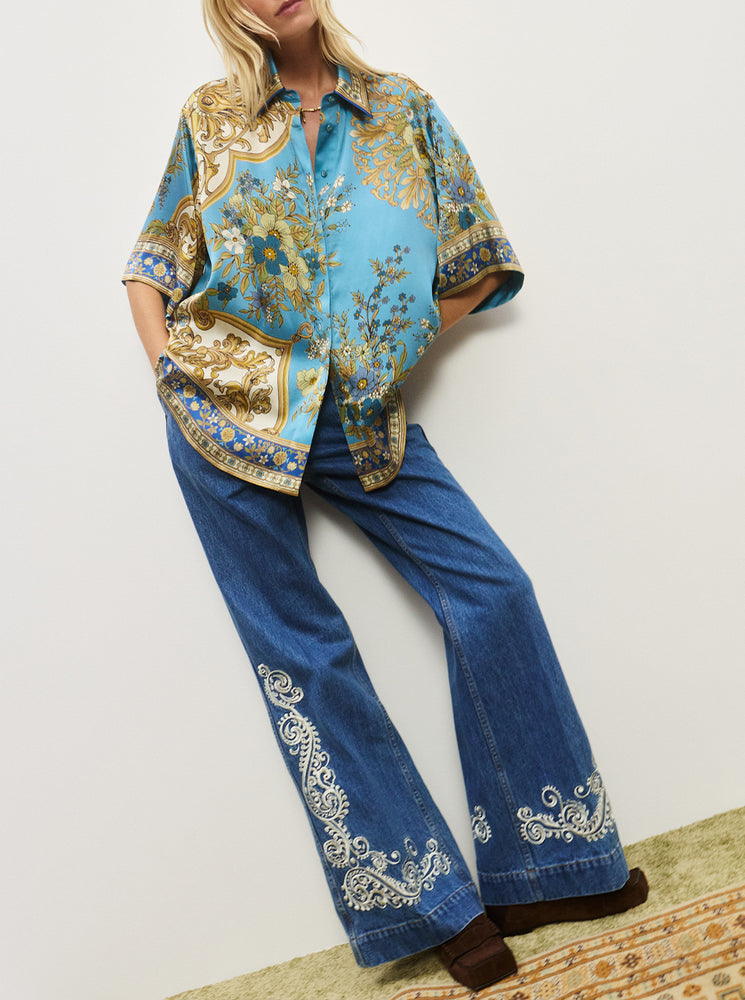 Cassie Silk Shirt - Blue