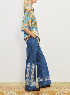 Cassie Silk Shirt - Blue