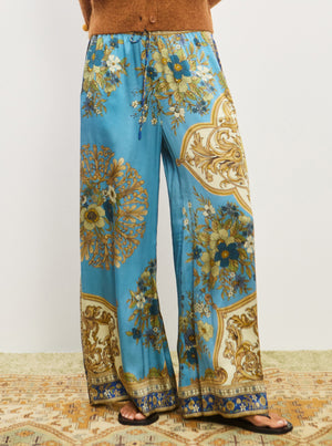 Cassie Silk Pant - Blue